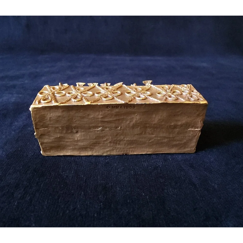 Vintage 1989 MMA Asante Gold Dust Box Brass Metropolitan Museum of Art Ashanti